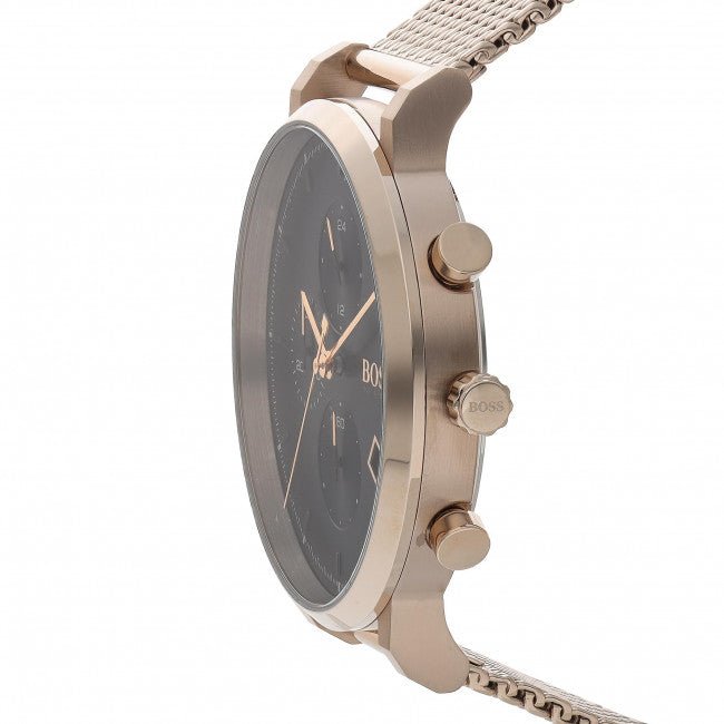  Shop Authentic Hugo Boss Integrity Black Dial Gold Mesh Bracelet Watch for Men - 1513808 - Luxxuri