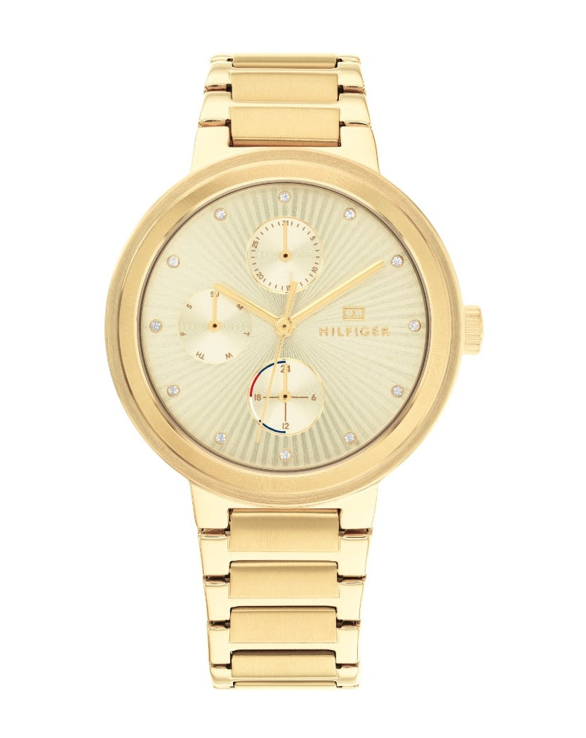  Shop Authentic Tommy Hilfiger Joy Analog Gold Dial Gold Steel Strap Watch For Women - 1782536 - Luxxuri