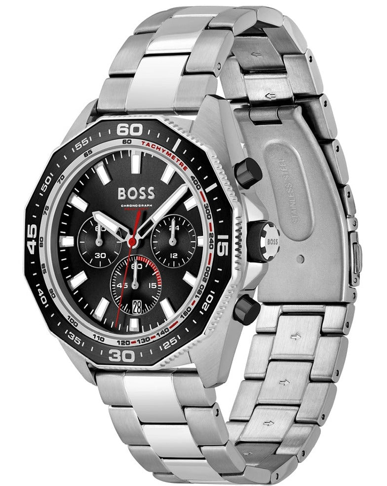  Shop Authentic Hugo Boss Energy Chronograph Black Dial Silver Steel Strap Watch For Men - 1513971 - Luxxuri