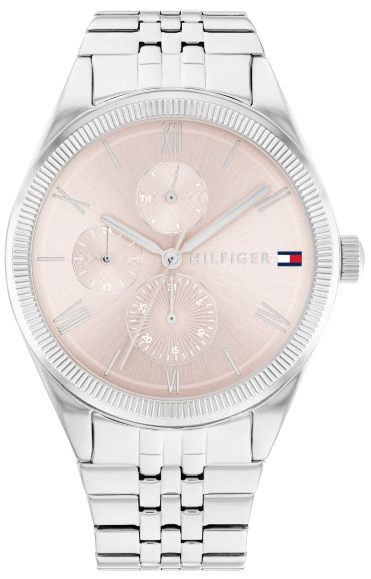  Shop Authentic Tommy Hilfiger Monica Multifunction Chronograph Pink Dial Silver Steel Strap Watch For Women - 1782590 - Luxxuri