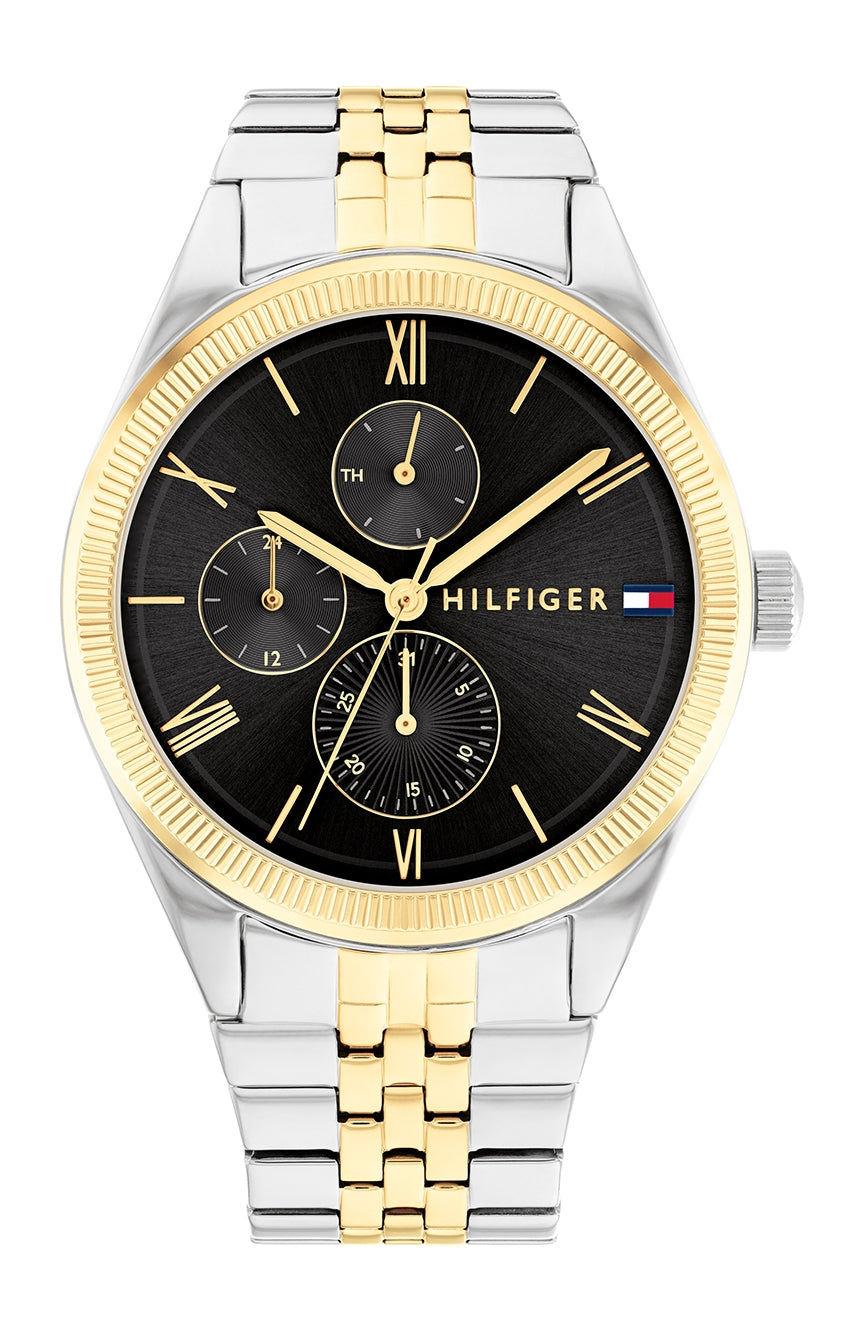  Shop Authentic Tommy Hilfiger Monica Chronograph Black Dial Two Tone Steel Strap Watch For Women - 1782591 - Luxxuri