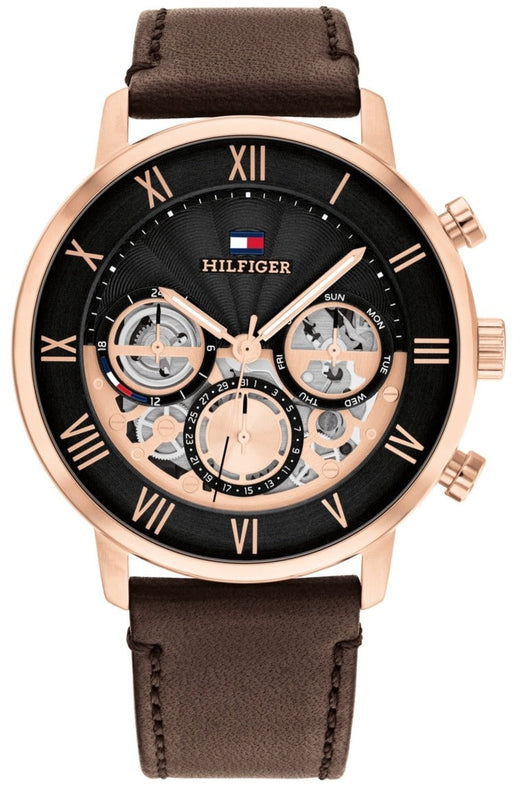  Shop Authentic Tommy Hilfiger Legend Analog Black Dial Brown Leather Strap Watch For Men - 1710566 - Luxxuri