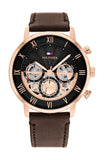  Shop Authentic Tommy Hilfiger Legend Analog Black Dial Brown Leather Strap Watch For Men - 1710566 - Luxxuri