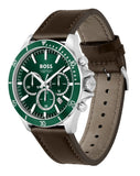  Shop Authentic Hugo Boss Troper Chronograph Green Dial Brown Leather Strap Watch For Men - 1514098 - Luxxuri