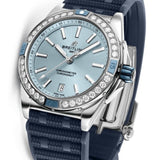  Shop Authentic Breitling Super Chronomat Automatic 38 Diamonds Blue Dial Blue Rubber Strap Watch for Women - A17356531C1S1 - Luxxuri