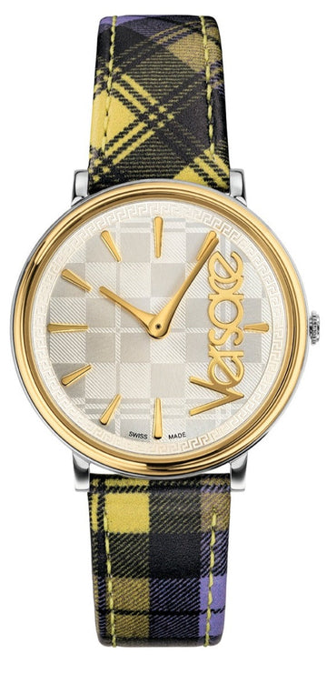  Shop Authentic Versace V-Circle The Clans Edition Silver Dial Multicolor Leather Strap Watch for Women - VE8100118 - Luxxuri