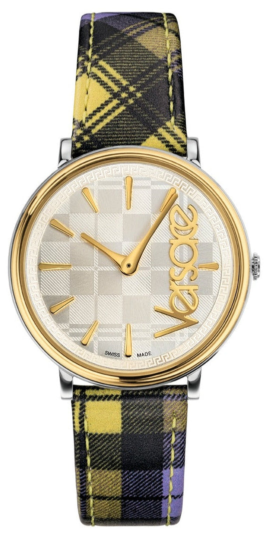  Shop Authentic Versace V-Circle The Clans Edition Silver Dial Multicolor Leather Strap Watch for Women - VE8100118 - Luxxuri