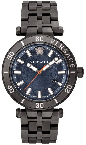  Shop Authentic Versace Greca Sport Quartz Black Dial Black Steel Strap Watch For Men - VEZ300621 - Luxxuri