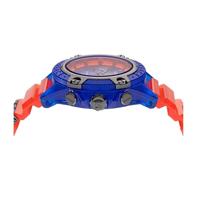  Shop Authentic Versace Icon Active Chronograph Quartz Blue Dial Orange Rubber Strap Watch For Men - VEZ700922 - Luxxuri