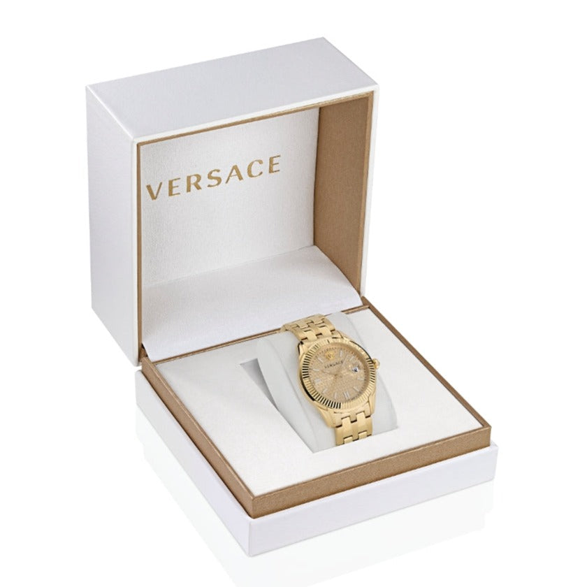  Shop Authentic Versace Greca Time Quartz Gold Dial Gold Steel Strap Watch For Men - VE3K00522 - Luxxuri