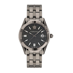  Shop Authentic Versace Greca Time Quartz Black Dial Grey Steel Strap Watch for Men  - VE3K00622 - Luxxuri