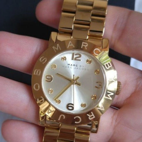  Shop Authentic Marc Jacobs Amy White Dial Gold Steel Strap Watch for Women - MBM3182 - Luxxuri