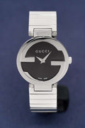  Shop Authentic Gucci Interlocking G Quartz Black Dial Black Steel Strap Watch For Women - YA133502 - Luxxuri