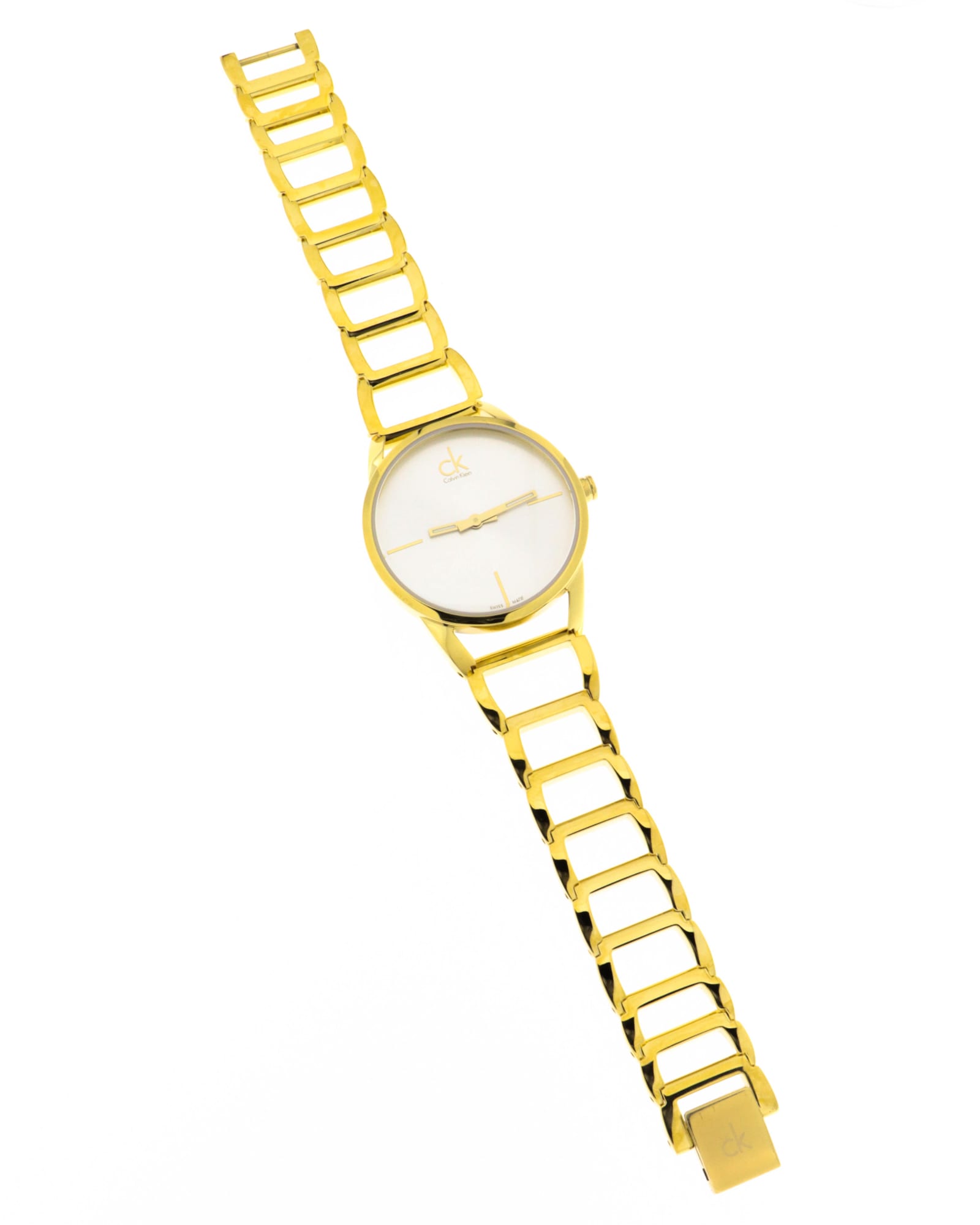  Shop Authentic Calvin Klein Stately Silver Dial Gold Steel Strap Watch for Women - K3G23526 - Luxxuri