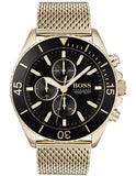  Shop Authentic Hugo Boss Ocean Edition Black Dial Gold Mesh Bracelet Watch for Men - 1513703 - Luxxuri