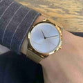  Shop Authentic Calvin Klein Minimal White Dial Gold Mesh Bracelet Watch for Men - K3M21526 - Luxxuri