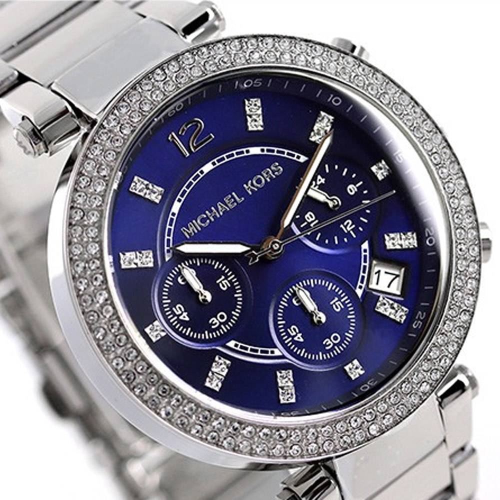  Shop Authentic Michael Kors Parker Chronograph Blue Dial Silver Steel Strap Watch for Women - MK6117 - Luxxuri