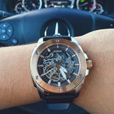  Shop Authentic Fossil Modern Machine Automatic Skeleton Dial Black Leather Strap Watch for Men - ME3082 - Luxxuri