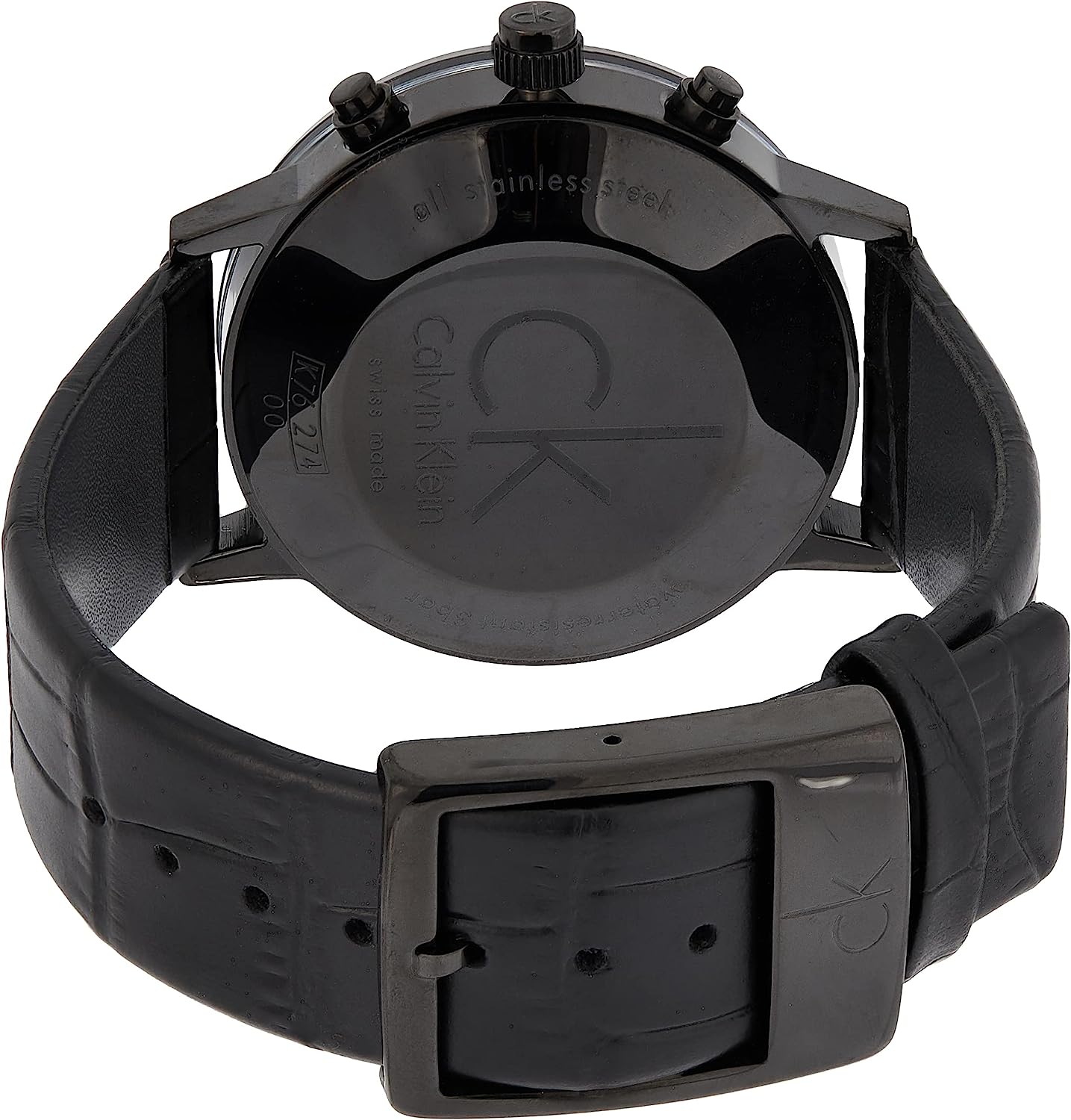  Shop Authentic Calvin Klein Post Minimal Chronograph Black Dial Black Leather Strap Watch for Men - K7627401 - Luxxuri