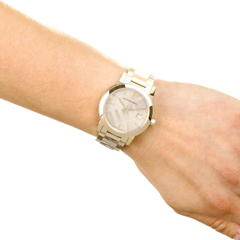  Shop Authentic Burberry The City Gold Dial Gold Steel Strap Watch for Women - BU9145 - Luxxuri