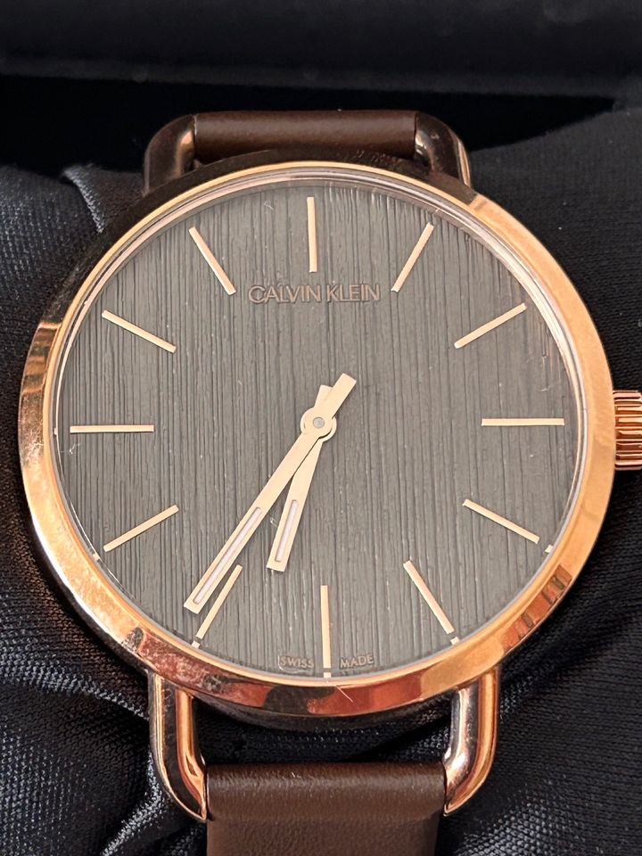  Shop Authentic Calvin Klein Even Grey Dial Brown Leather Strap Watch for Women - K7B236G3 - Luxxuri