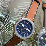  Shop Authentic Fossil Bowman Chronograph Blue Dial Brown Leather Strap Watch for Men - FS5602 - Luxxuri