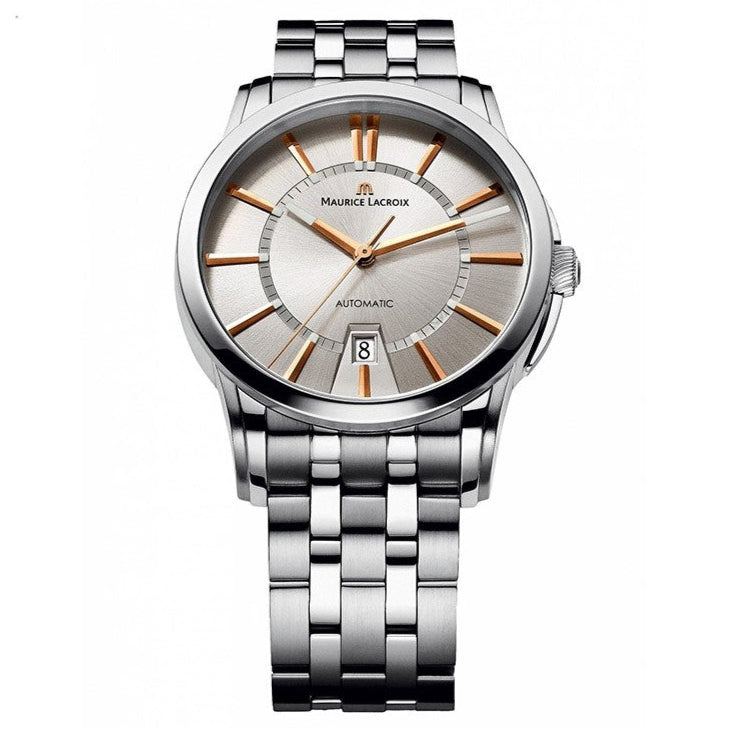 Maurice Lacroix Pontos Date Silver Dial Silver Steel Strap Watch For Men - PT6148-SS002-131-1