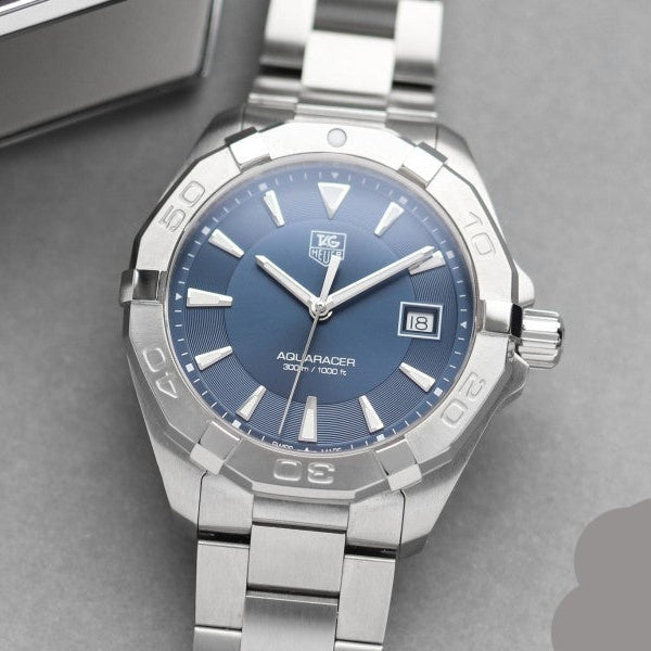 Tag Heuer Aquaracer Quartz Blue Dial Silver Steel Strap Watch for Men - WAY1112.BA0928