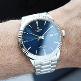  Shop Authentic Tudor Style Automatic Blue Dial Silver Steel Strap Watch for Men - M12710-0013 - Luxxuri