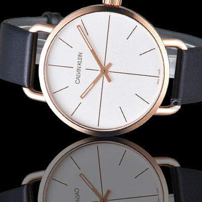  Shop Authentic Calvin Klein Even White Dial Black Leather Strap Watch for Women - K7B216C6 - Luxxuri