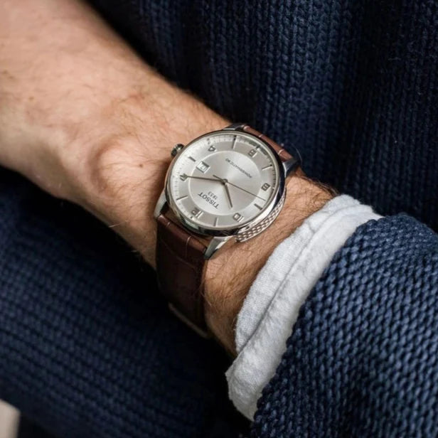 Tissot Luxury Powermatic 80 Silver Dial Brown Leather Strap Watch For Men - T086.407.16.037.00