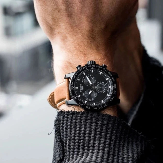  Shop Authentic Tissot Supersport Chrono Black Dial Brown Leather Strap Watch for Men - T125.617.36.051.01 - Luxxuri