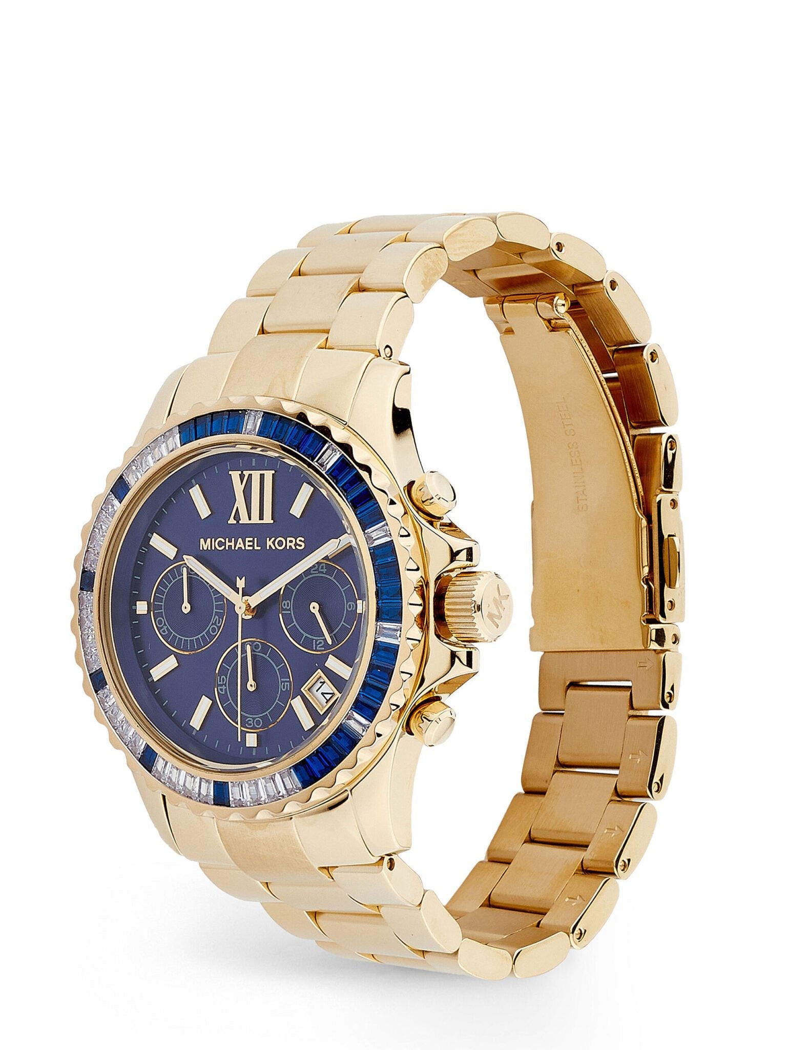  Shop Authentic Michael Kors Everest Chronograph Blue Dial Gold Steel Strap Watch for Women - MK5754 - Luxxuri