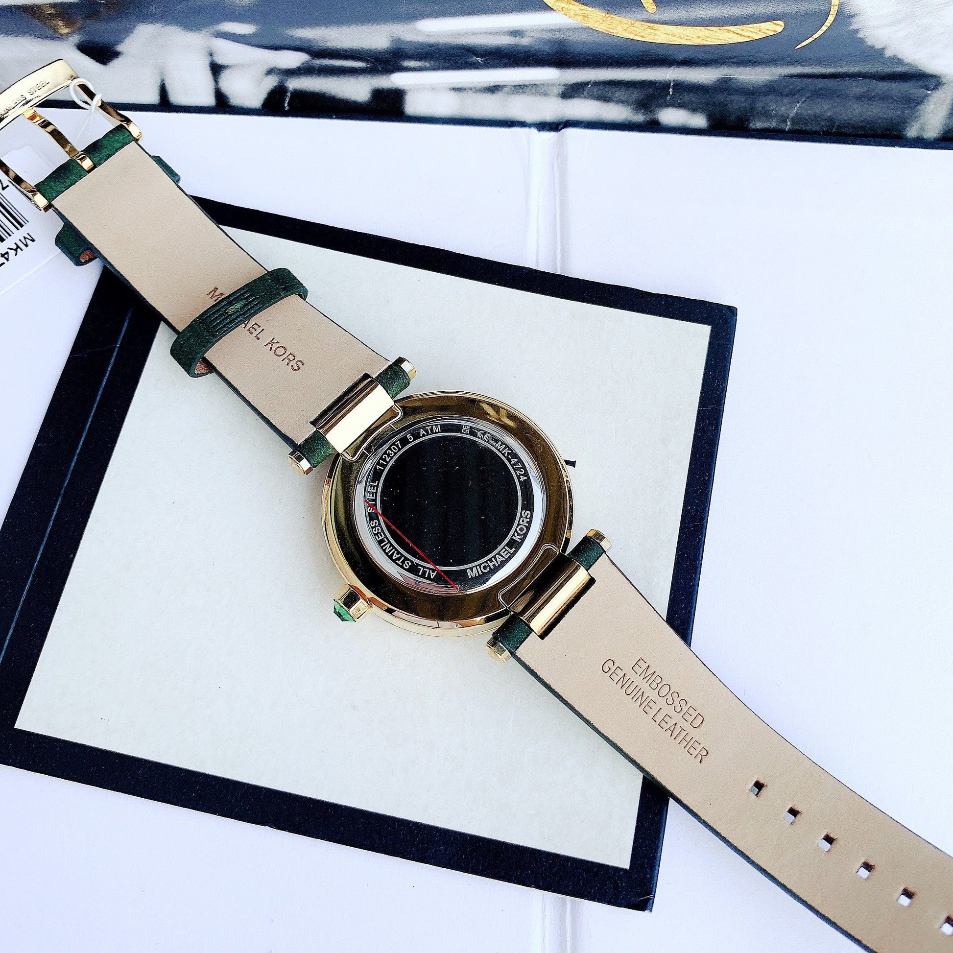  Shop Authentic Michael Kors Parker Green Dial Green Leather Strap Watch For Women - MK4724 - Luxxuri