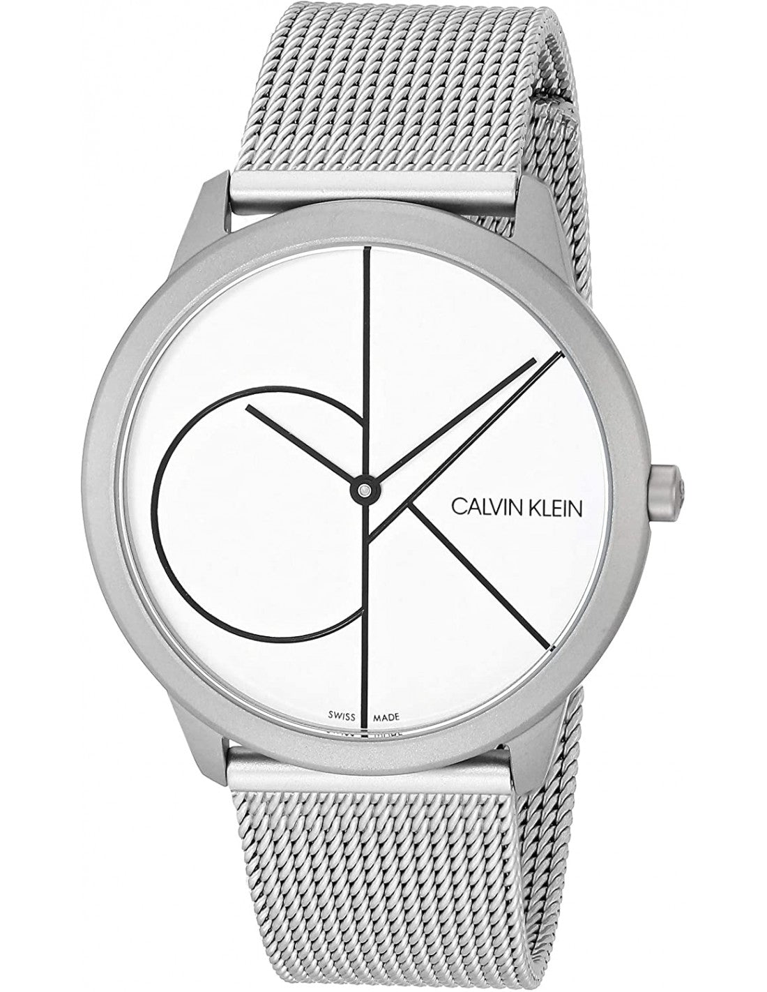  Shop Authentic Calvin Klein Minimal White Dial Silver Mesh Bracelet Watch for Men - K3M5115X - Luxxuri