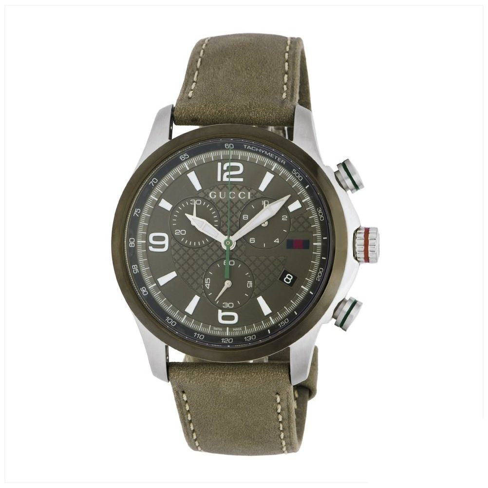 Shop Authentic Gucci G Timeless Chronograph Grey Dial Grey Leather Strap Watch For Men - YA126242 - Luxxuri