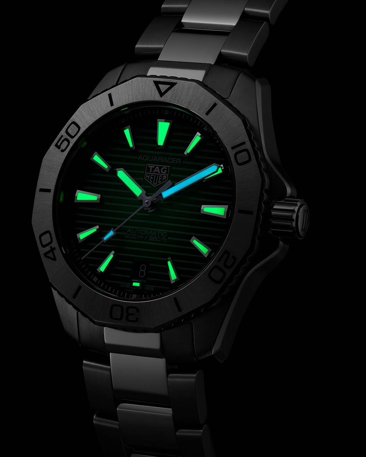  Shop Authentic Tag Heuer Aquaracer Professional 200 Automatic Green Dial Silver Steel Strap Watch for Men - WBP2115.BA0627 - Luxxuri