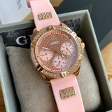  Shop Authentic Guess Frontier Diamonds Rose Gold Dial Pink Rubber Strap Watch For Women - W1160L5 - Luxxuri