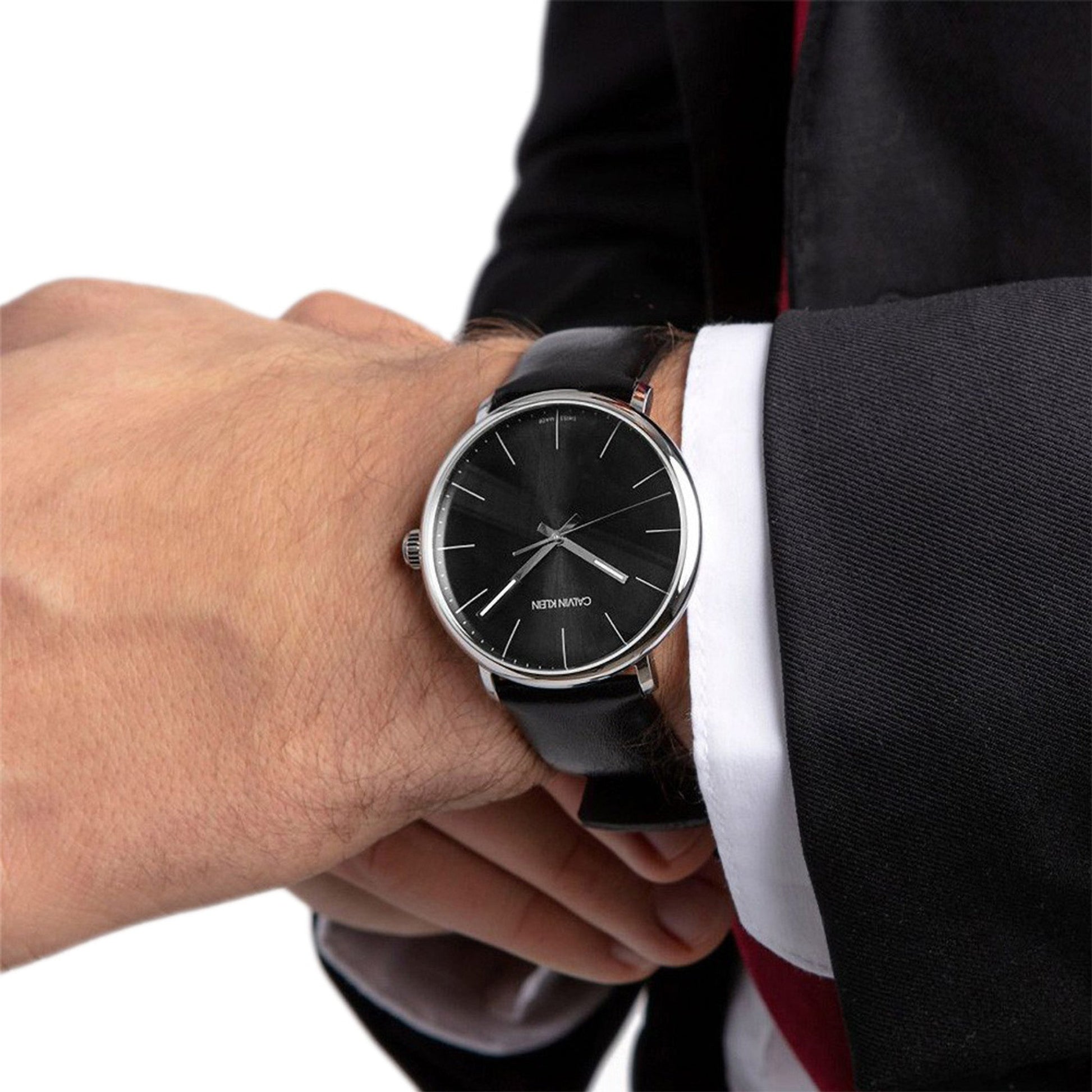  Shop Authentic Calvin Klein High Noon Quartz Black Dial Black Leather Strap Watch for Men - K8M211C1 - Luxxuri