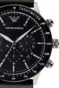 Shop Authentic Emporio Armani Mario Chronograph Black Dial Black Leather Strap Watch For Men - AR11243 - Luxxuri