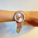  Shop Authentic Michael Kors Slim Runway Pink Dial Pink Steel Strap Watch For Women - MK4456 - Luxxuri