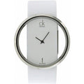  Shop Authentic Calvin Klein Glam Transparent Dial White Leather Strap Watch for Women - K9423101 - Luxxuri
