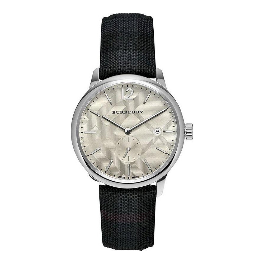  Shop Authentic Burberry Classic Round Cream Dial Black Leather Strap Watch for Men - BU10008 - Luxxuri