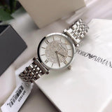  Shop Authentic Emporio Armani Gianni T Bar White Crystal Pave Dial Silver Stainless Steel Strap Watch For Women - AR1925 - Luxxuri