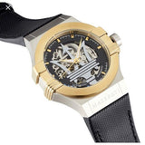  Shop Authentic Maserati Potenza Automatic Skeleton Dial Black Leather Strap Watch For Men - R8821108011 - Luxxuri