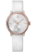  Shop Authentic Calvin Klein Accent Silver Dial White Leather Strap Watch for Women - K2Y236K6 - Luxxuri