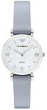  Shop Authentic Emporio Armani Gianni T-Bar Mother Of Pearl White Dial Grey Leather Strap Watch For Women - AR11039 - Luxxuri