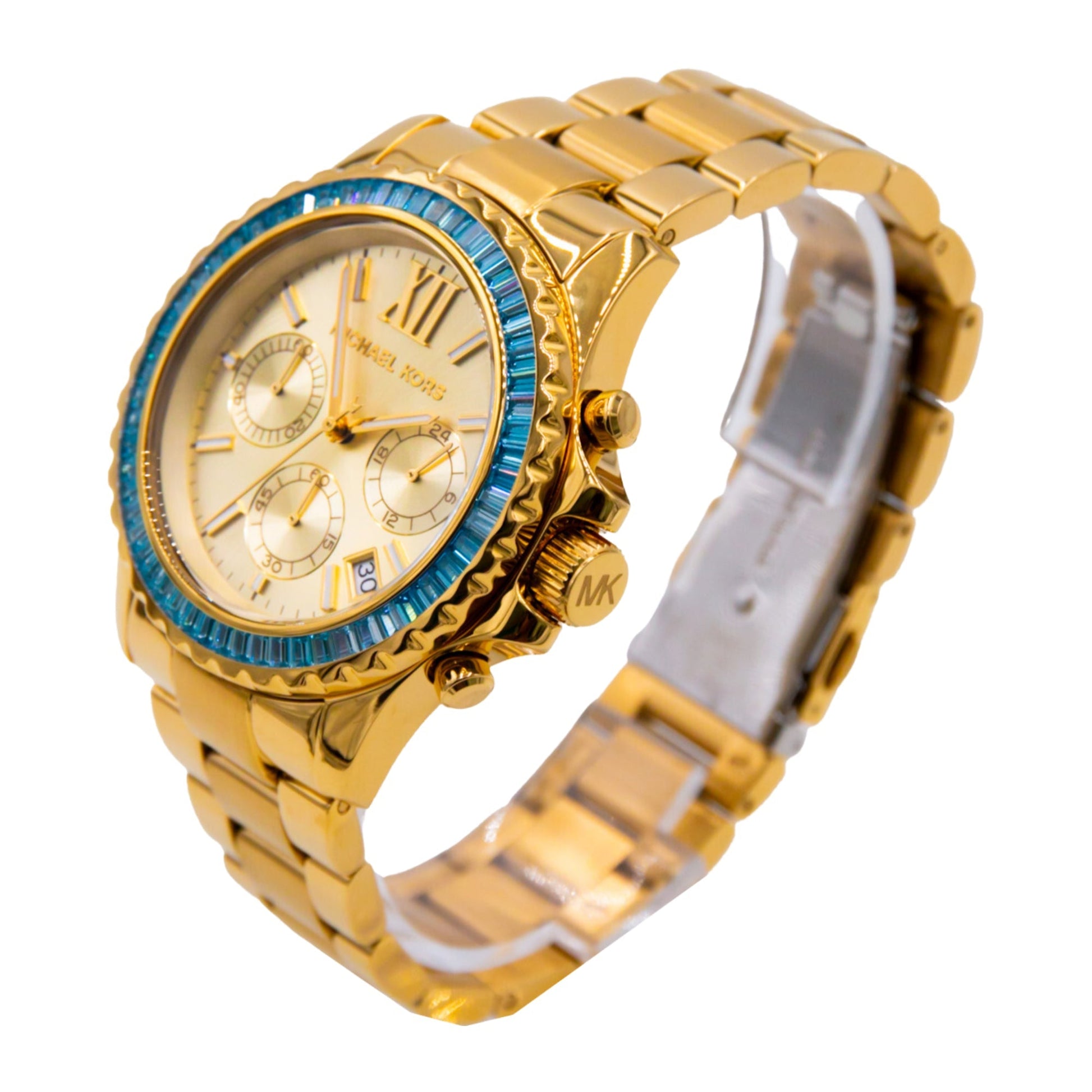  Shop Authentic Michael Kors Everest Chronograph Gold Dial Gold Steel Strap Watch For Women - MK7210 - Luxxuri