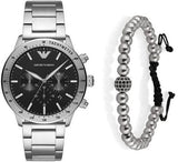  Shop Authentic Emporio Armani Mario Chronograph Black Dial Silver Steel Strap Watch For Men - AR11241 - Luxxuri
