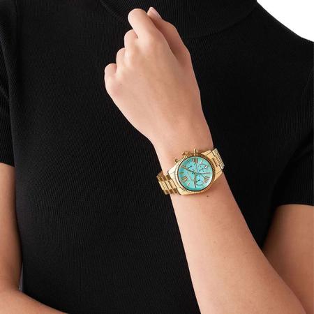  Shop Authentic Michael Kors Lexington Chronograph Blue Dial Gold Steel Strap Watch For Women - MK7216 - Luxxuri